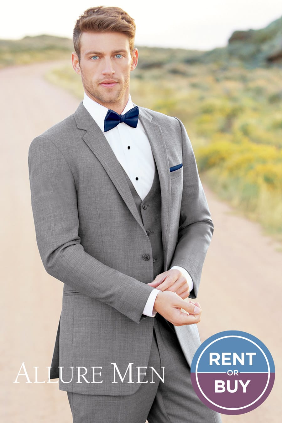 Allure Men Heather Grey Clayton Suit Rent or Buy for your wedding