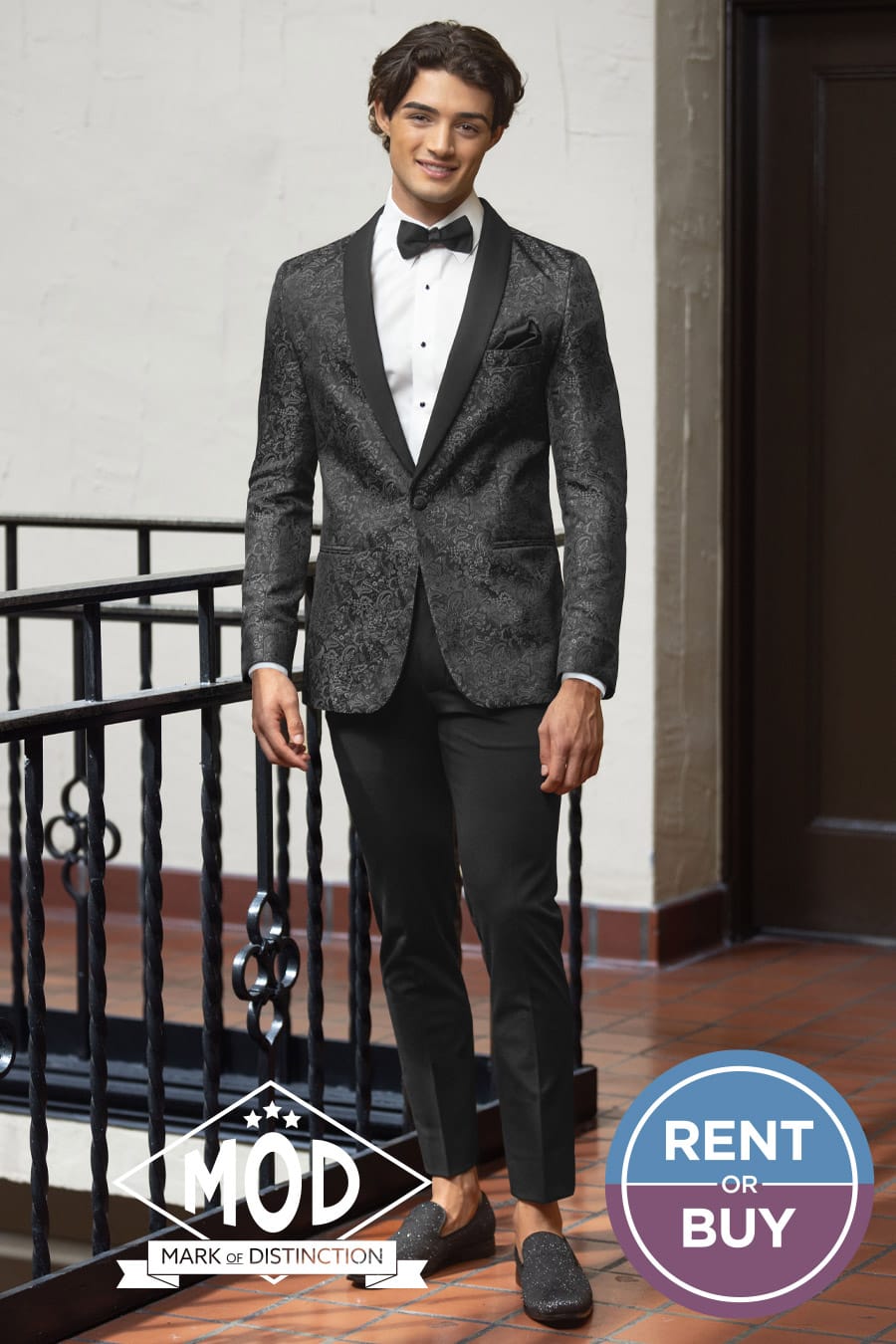 Mark of Distinction Granite Paisley Tuxedo Jacket Rent or Buy for your wedding