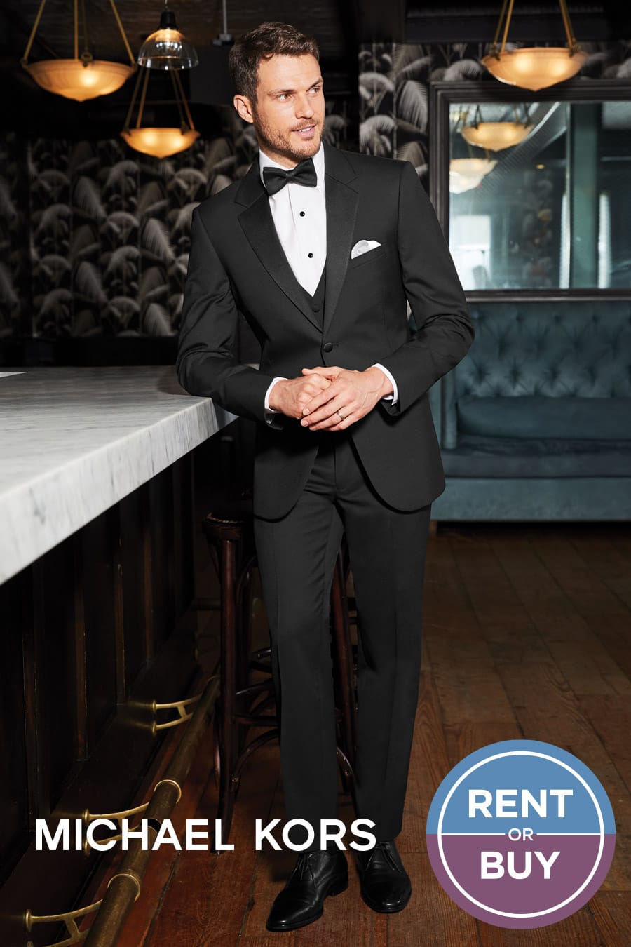 Michael Kors Black Performance Tuxedo Rent or Buy for your wedding
